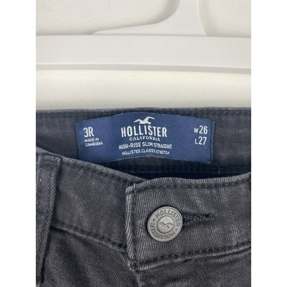 Hollister Womens Jeans Size 26 High Rise Slim Straight Washed Gray/Black - Picture 5 of 10